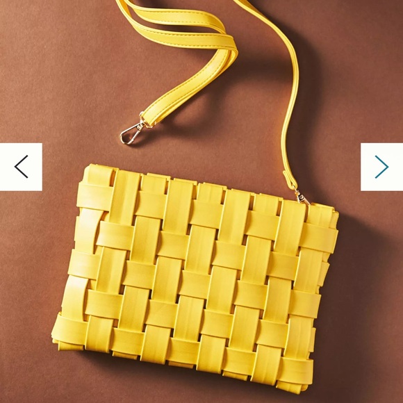 Anthropologie Yellow Woven Crossbody Bag - Picture 2 of 10